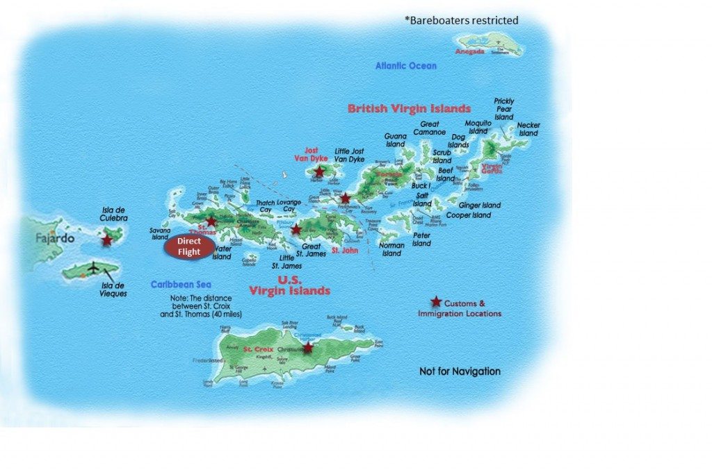 Map of the United States and British Virgin Islands
