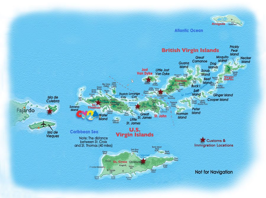Map of the United States and British Virgin Islands
