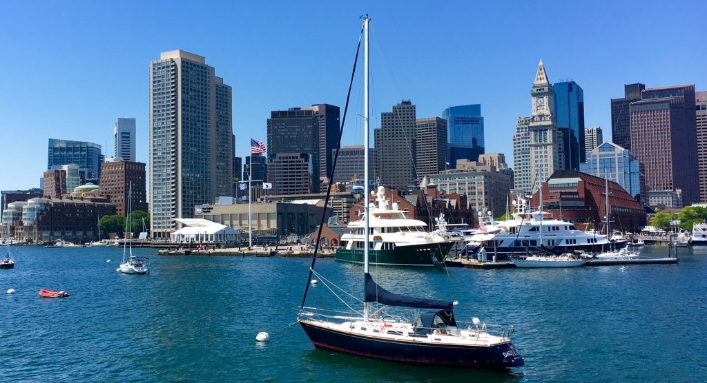 Boston Harbor with boats