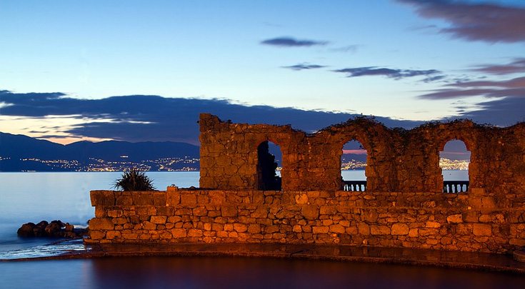 Red arched ruins on Istria, Croatia's peninsula with world class beaches