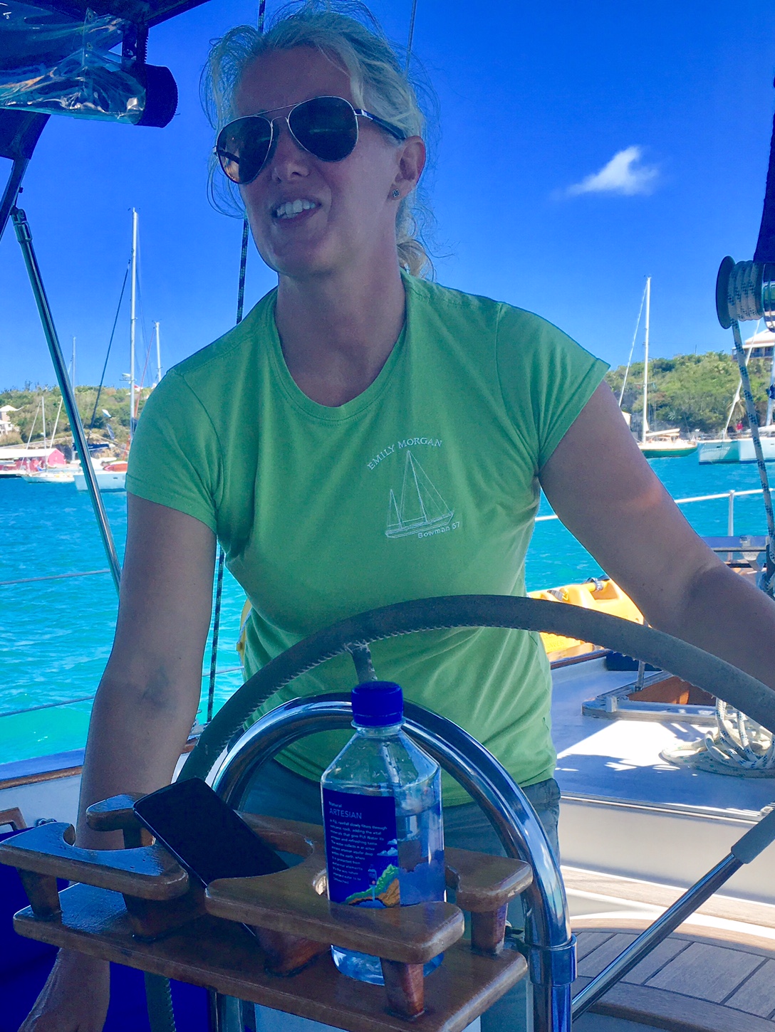Captain Anna on the S/Y EMILY MORGAN w Carol Kent Yacht Charters