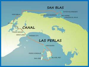 Map of Panama Canal San Blas Las Perlas M/Y OCEAN CLUB