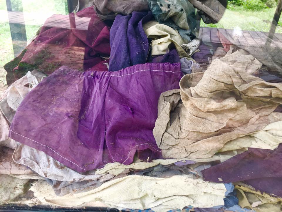 Clothing of victims was collected and displayed to remember victims Cambodia