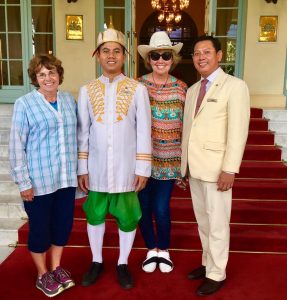 Saying good-bye to our friends at 5-star Raffles Hotel Le Royal in Phnom Penh, Cambodia
