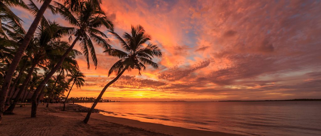 Sunset on Fiji beach