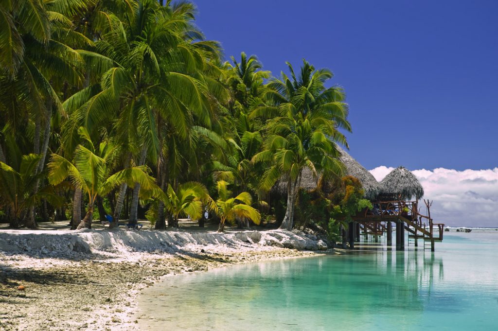 Tropical Dream Beach Paradise of the South Pacific with Over water Bungalows on a resort island