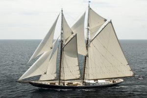 The glorious 141' sailing yacht COLUMBIA in full sail.
