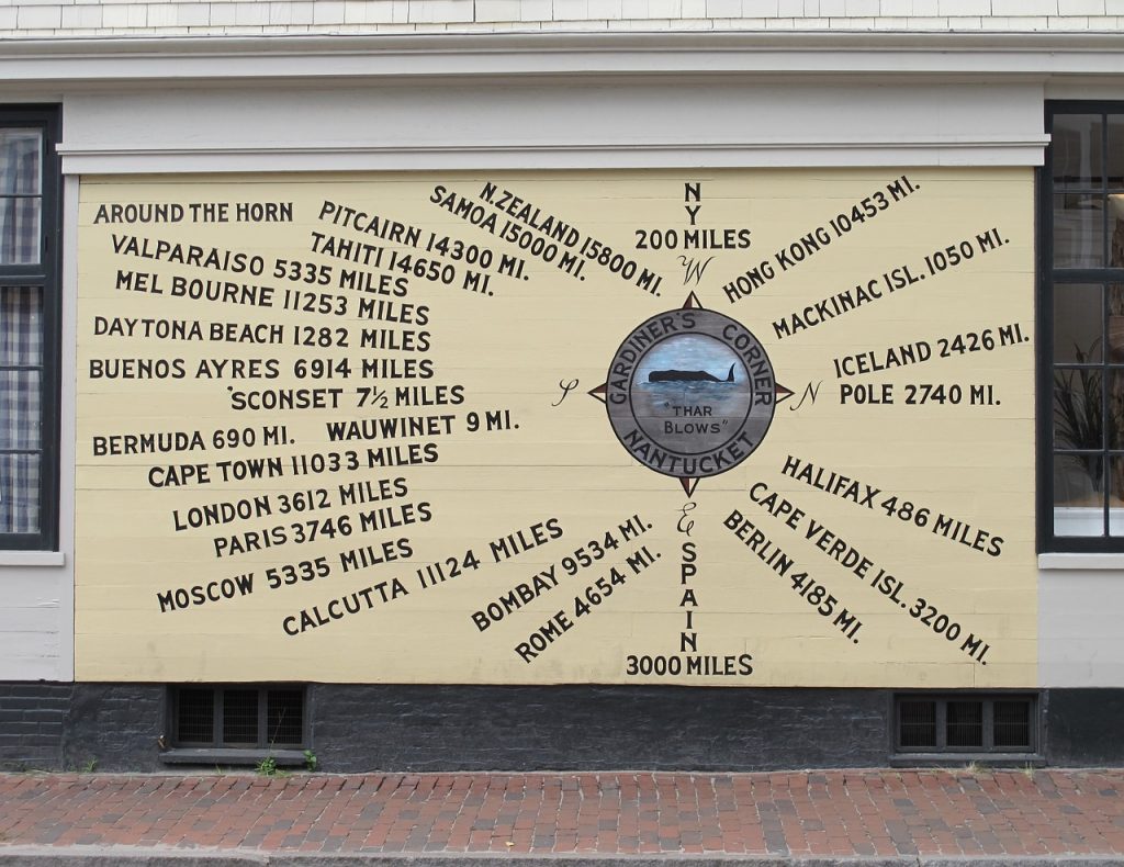Gardiner's Corner distance chart, Nantucket, Massachusetts Nantucket getaways by land and sea