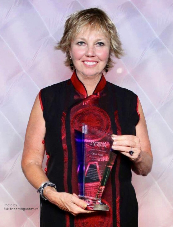 Carol Kent with her IYBA award for Charter Professional of the Year ~ Photo by Suki@YachtingToday.TV