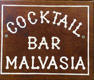Cocktail Bar Malavasia sign on Greece FAM Trip
