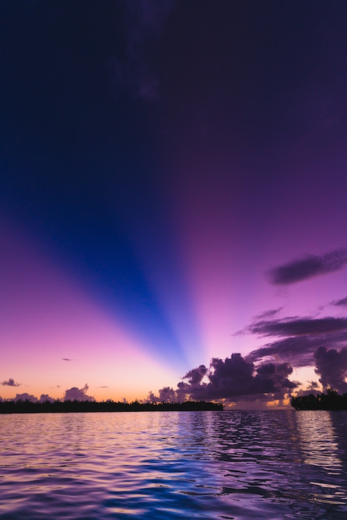 Blue and purple sunset over Bora Bora French Polynesia South Pacific