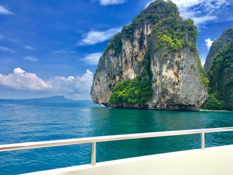Phuket Thailand's dramatic waterscape from private yacht charter