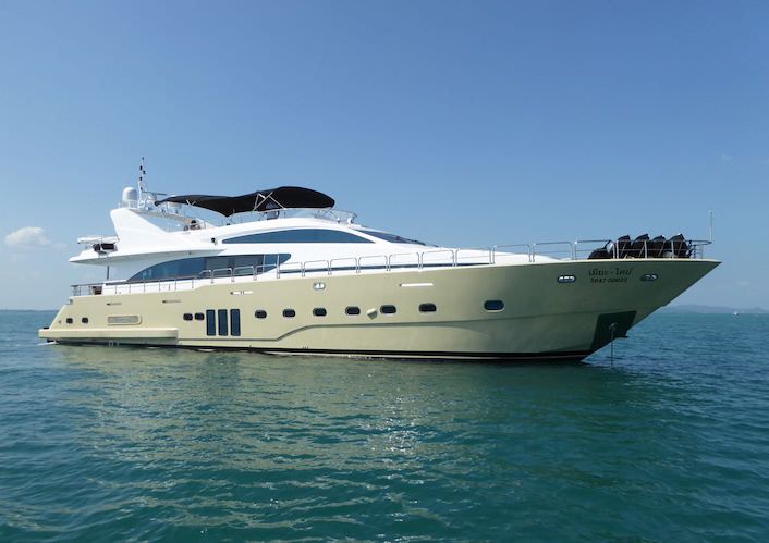 Main Shot of 97ft motor yacht Mia Kai operating in southeast Asia