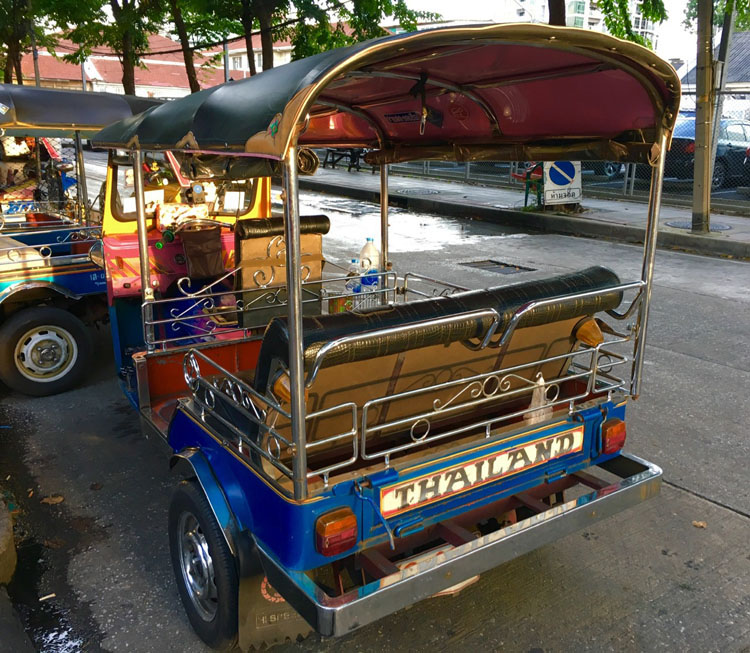 Traveling by tuk tuk is the most popular form of transportation in Thailand