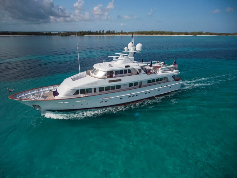 Main shot of Lady Victoria 120ft Classic Feadship motor yacht at sea Operating in the Bahamas, Caribbean and the North America operating in the Bahamas, Caribbean and North America