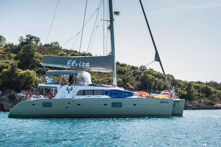 51ft Lagoon sailing catamaran ELVIRA is based in Greece on the Mediterranean