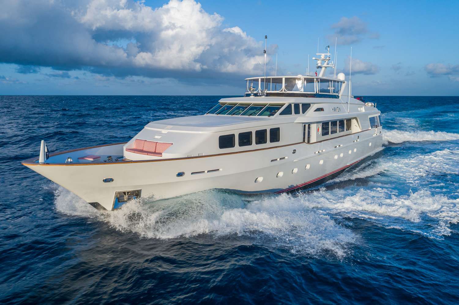124 ft Trinity motor yacht HAVEN is available in The Caribbean and North America