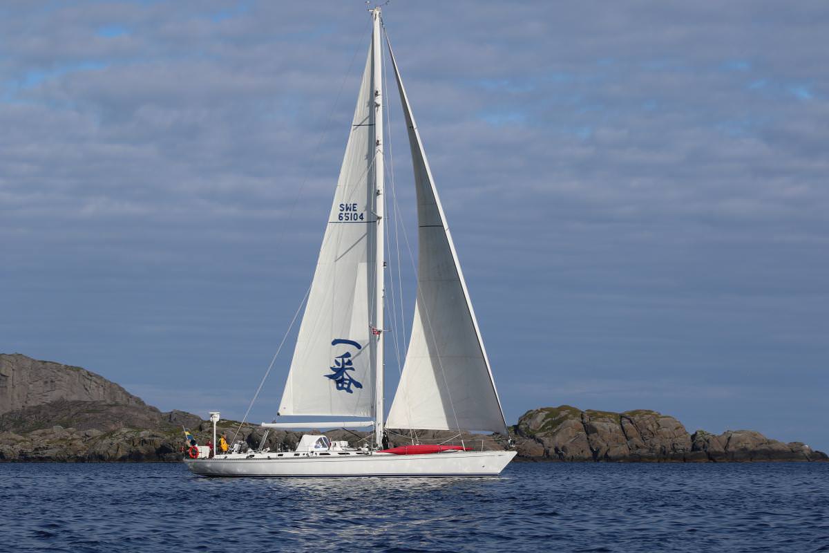 90ft Swan sailing yacht ICHIBAN, at sail off Sweden's archipelago, operates in northern Europe