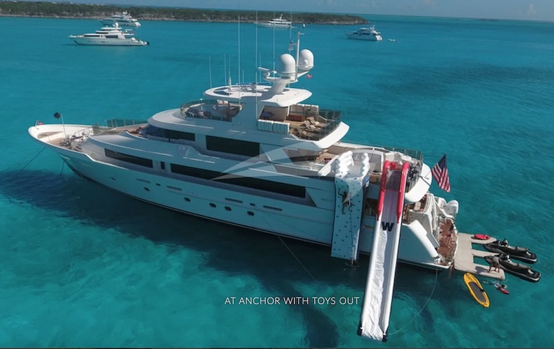131ft Westport motor yacht PIPE DREAM with slide and toys operates in the Caribbean