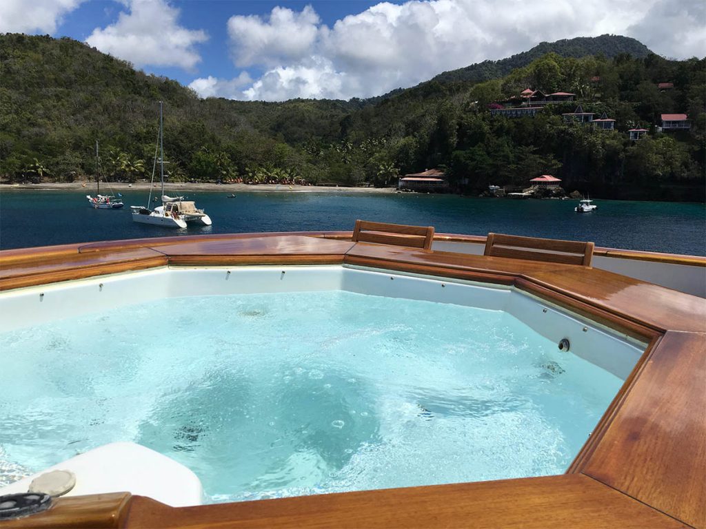 Private Jacuzzi aboard charter yacht in the Virgin Islands