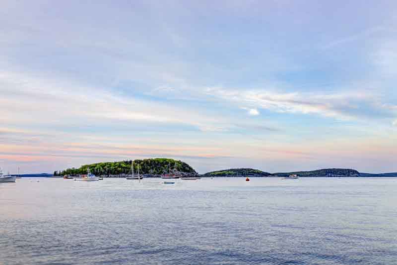 Boats at island off Bar Harbor, Maine