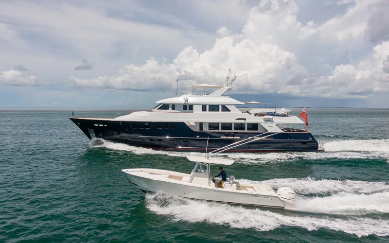 113ft Burger motor yacht CHILD'S PLAY operates in the Florida Keys, the Bahamas and New England