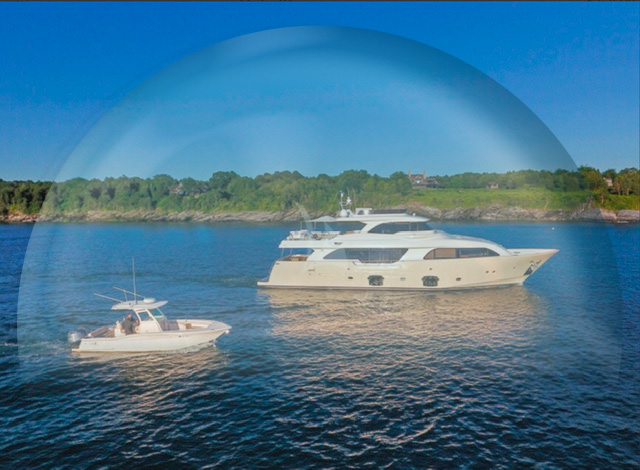 86ft custom-built motor yacht SLAINTE III and tender in a bubble for safe travel