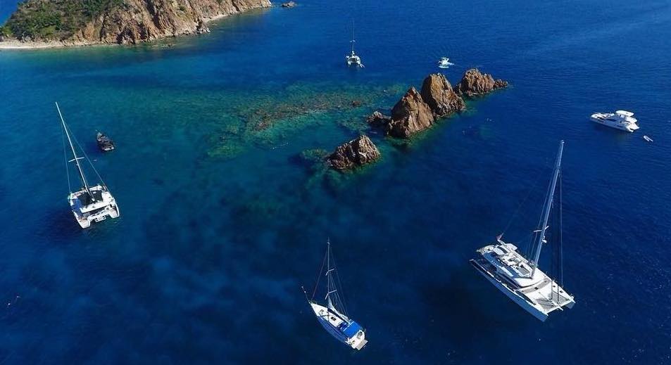 Aerial view of the The Indians in the BVI by expert drone photographer Captain Matt Wilson of iLADY KATLO sail catamaran