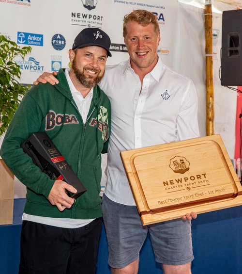 First place Top Yacht Chef Alex Flannery from 164 foot M/Y TCB. Photo by Billy Black Newport Charter Yacht Show