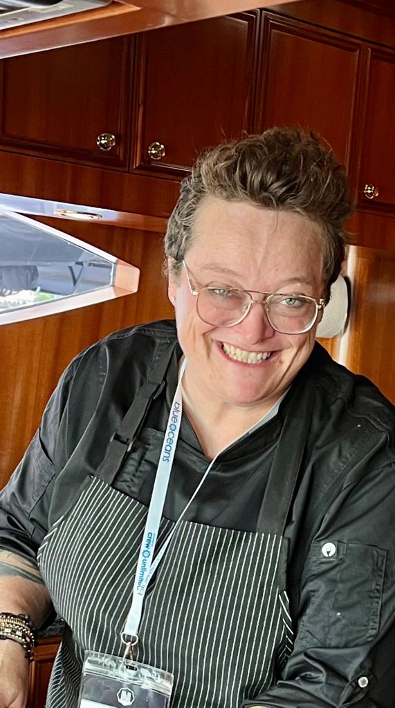Chef Steph Sykora of 93 ft motor yacht Freedom, 2nd place winner Top Yacht Chef Competition 2022 Newport Charter Yacht Show