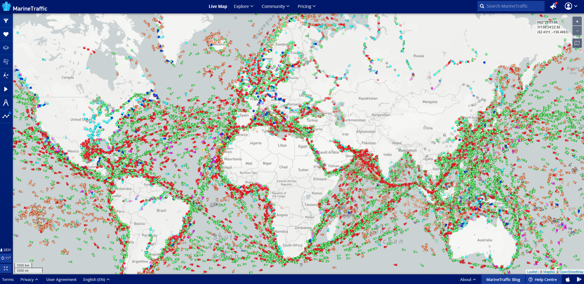 Marine Traffic Chart by MapTracker