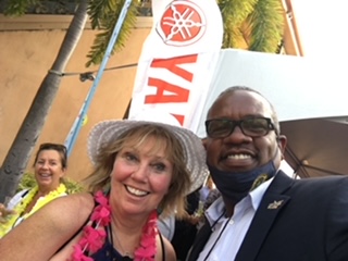 Carol Kent meets the Governor of the United States Virgin Islands, Albert Bryan, Jr. at the USVI Charter Show