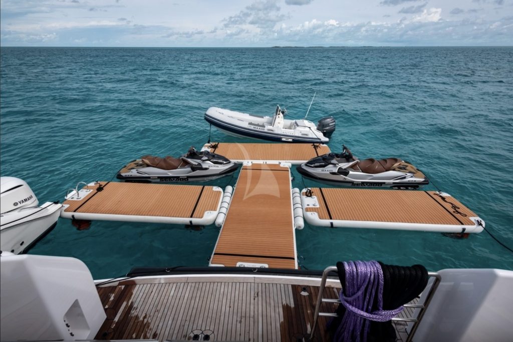 Extended swim platform off 125ft motor yacht SEA AXIS