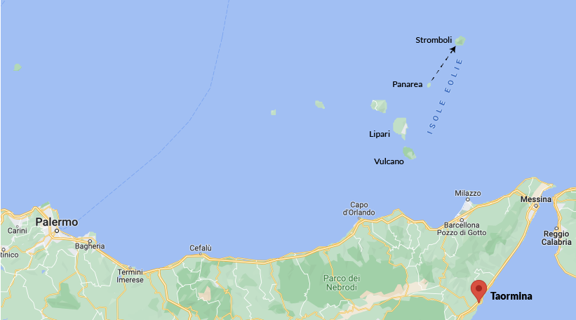Panarea - Stromboli Day 5 Map Routes Sicily and Aeolian Islands itinerary Italy