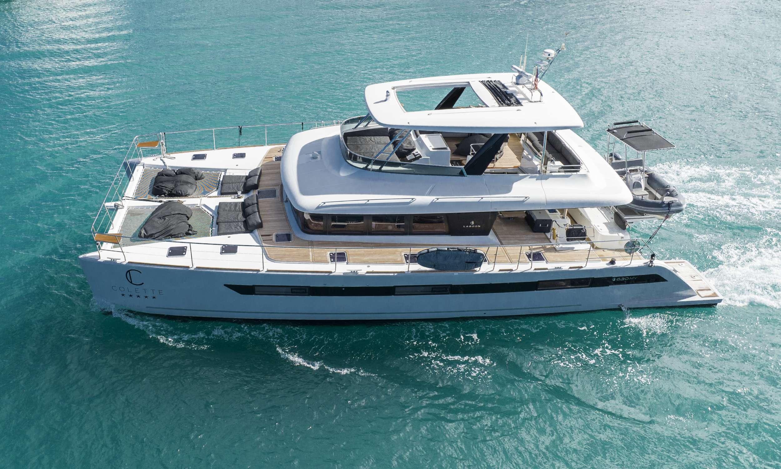 64ft Lagoon power catamaran HULYA operates in the Bahamas and the Caribbean