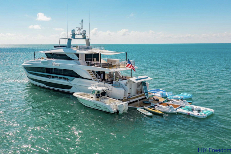 110ft Horizon motor yacht FREEDOM operates in the Bahamas, Florida and East Coast US
