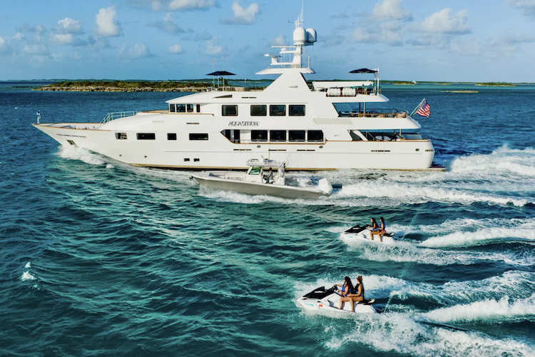 142ft Trinity Yachts motor yacht AQUASITION operates in the Caribbean and East Coast US