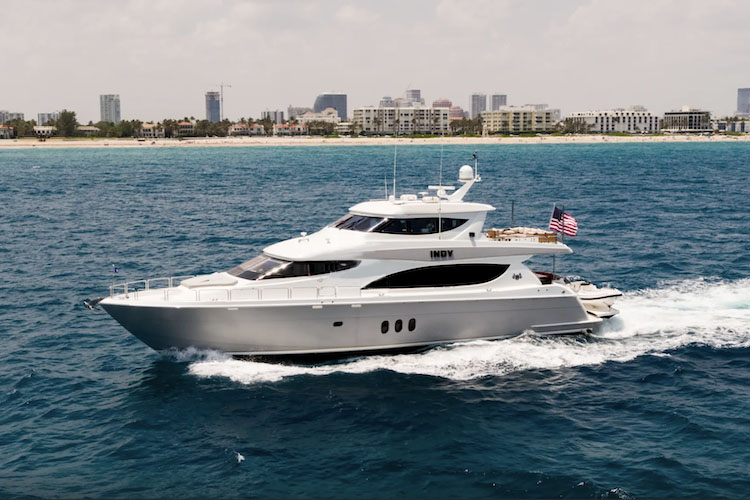 85ft Hatteras motor yacht INDY (previously named SUNSETS) operates in the Caribbean and East Coast United States