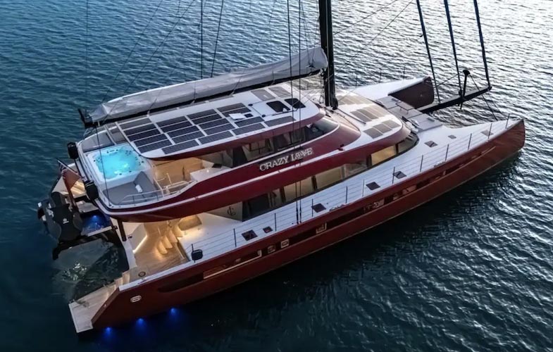 88ft custom-built sailing catamaran CRAZY LOVE operates in southeast Asia