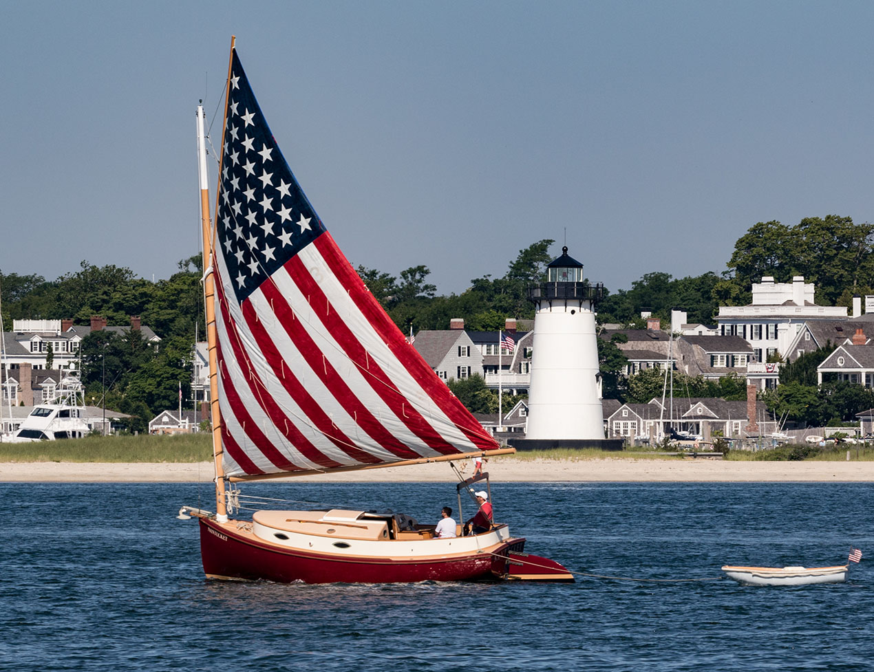 american flag sailboat edgartown